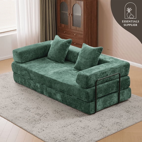 Convertible Corduroy Futon Sofa Bed Foldable Floor Couch with Sponge Padding