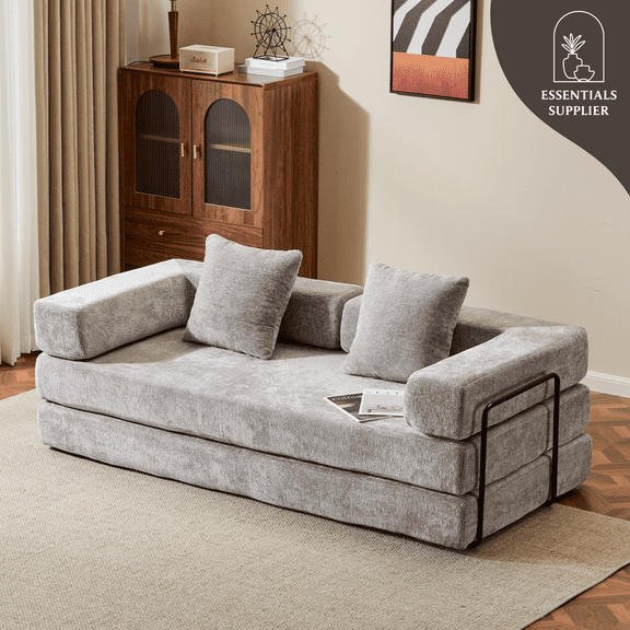 Convertible Corduroy Futon Sofa Bed Foldable Floor Couch with Sponge Padding