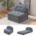 thumbnail image 1 of Convertible Corduroy Lounge Chair, 2-in-1 Chair-to-Bed Sleeper with Full Foam Support, Tufted Upholstered Sofa Bed for Living Room Bedroom Studio, 1 of 12
