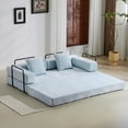 thumbnail image 1 of Convertible Couch Sofa Bed Foldable Floor Sleeper | Modern Fold Out Couch | No Assembly Compression Sofa King Size Sleeper for Living Room, Bedroom | Light Blue Chenille, 1 of 14
