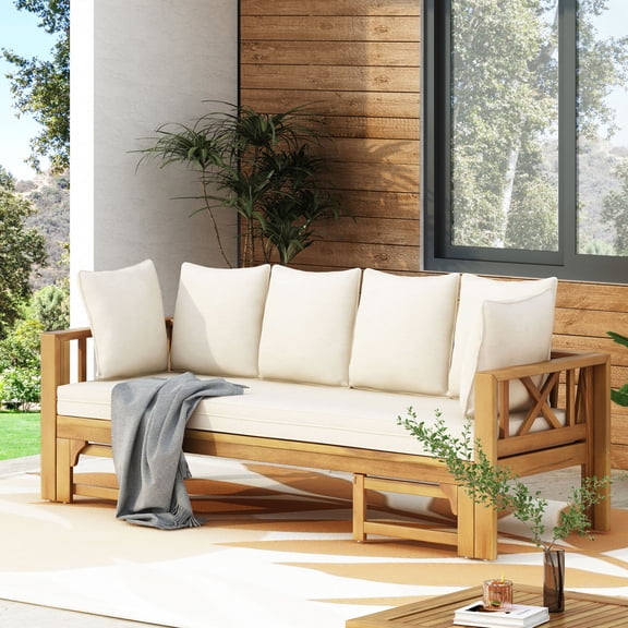 Convertible Daybed with Rustic Armrests / A Cozy Outdoor Spot