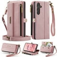 thumbnail image 1 of Allytechgroup Wallet Case for Samsung Galaxy A13 4G with Credit Card Slot, RFID Blocking PU Leather Flip Case with Shoulder Strap Wrist Strap Compatible with MagSafe Shockproof Cover, Pink, 1 of 13