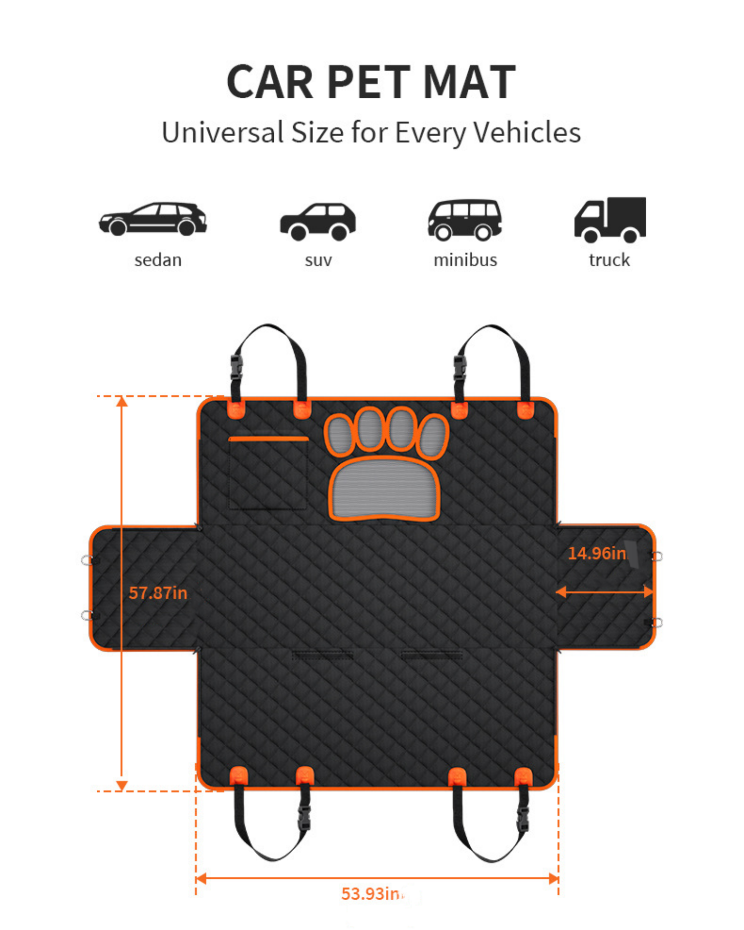 Convertible Dog Car Seat Cover for Back Seat 60/40 Split Dog Seat Cover