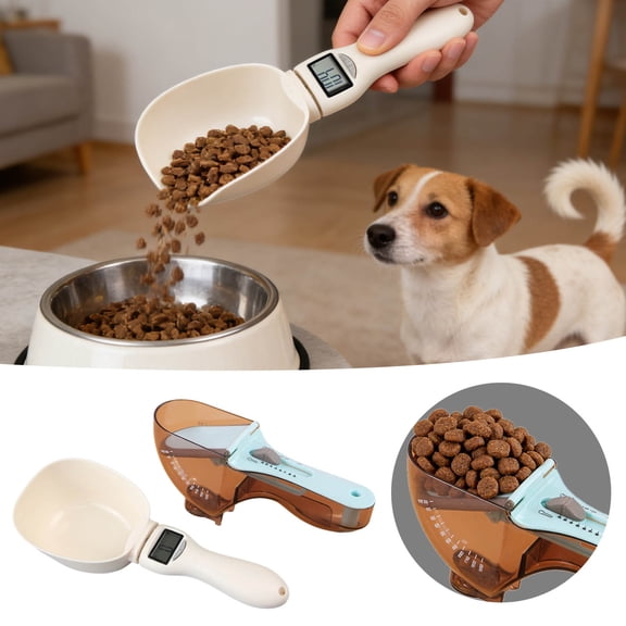 Convertible Electronic Measuring Spoon Digital Food Scale Adjustable Lcd Display High Precision Portable For Cat And Dog Food(Beige-23X9X2.8Cm)
