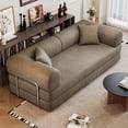 thumbnail image 1 of Convertible Floor Sofa Bed, 78.8" Compression Futon Couch Sleeper with Pillow Back Support, Corduroy Fabric Modular Sectional Loveseat for Living Room, Bedroom, Apartment, Camel, 1 of 10