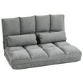 thumbnail image 1 of Convertible Floor Sofa Chair, Folding Couch Bed, Guest Chaise Lounge with 2 Pillows, Adjustable Backrest and Headrest, 40.25" L, Light Gray, 1 of 9