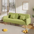 thumbnail image 1 of Convertible Folding Futon Sofa Bed Sleeper Couch for Living Room,70 inch Linen Upholstered Recliner Loveseat Daybed with Adjustable Backrest,2 Throw Pillows for Compact Space,Dorm,Green, 1 of 7