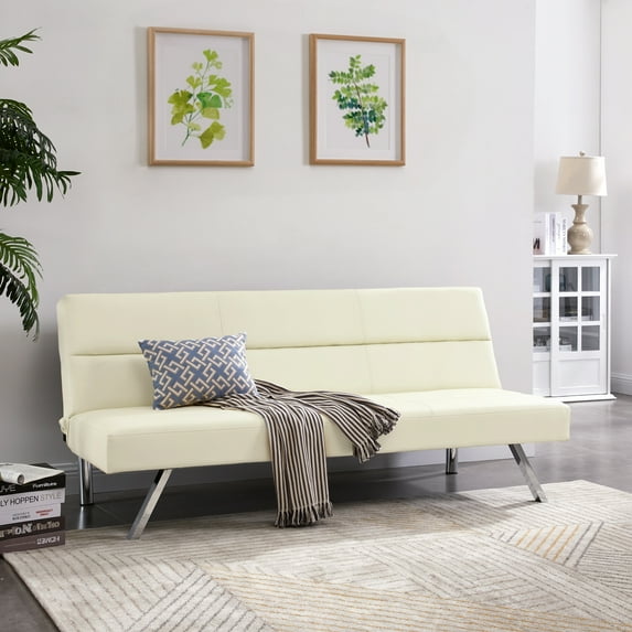 Convertible Folding Futon Sofa Bed by Naomi Home-Color:Cream