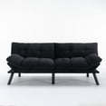 thumbnail image 1 of Convertible Folding Sofa Bed, Adjustable Armrest and Backrest, Black, 70.87 Inch Length, Upholstered Fabric, 2-Seater, Modern Design for Small Living Room Bedroom Apartment Office, 1 of 6