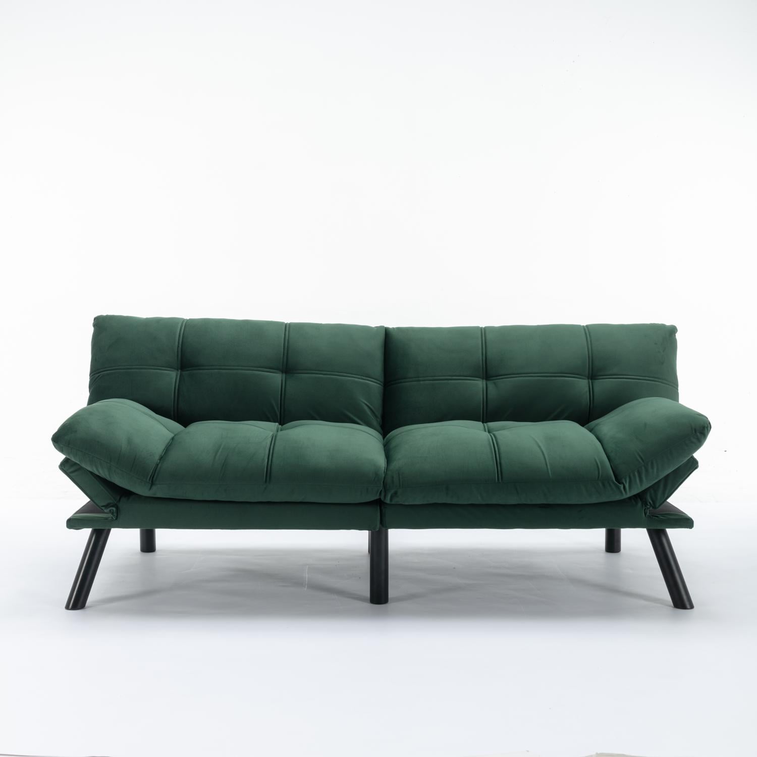 Convertible Folding Sofa Bed, Adjustable Armrest and Backrest, Emerald, 70.87 Inch Length, Upholstered Fabric, 2-Seater, Modern Design for Small Living Room Bedroom Apartment Office