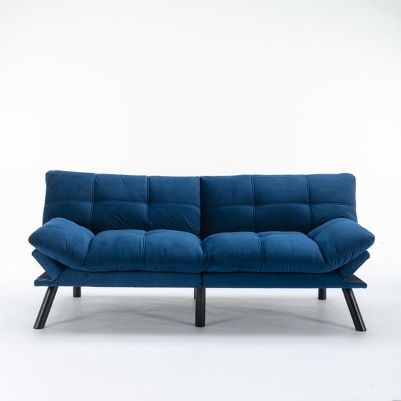 Convertible Folding Sofa Bed, Adjustable Armrest and Backrest, Navy Blue, 70.87 Inch Length, Upholstered Fabric, 2-Seater, Modern Design for Small Living Room Bedroom Apartment Office