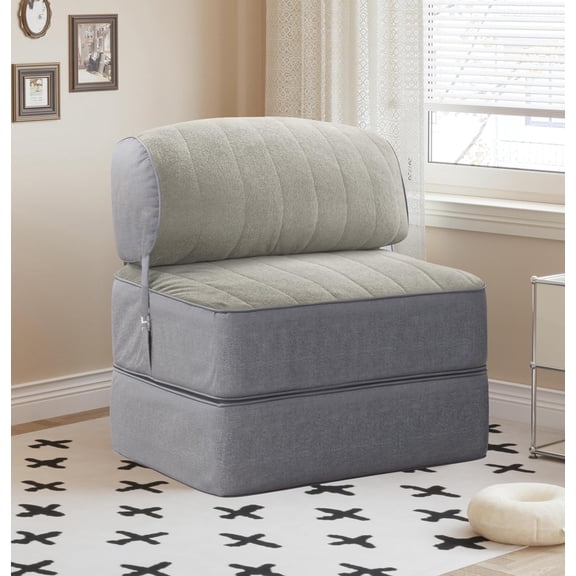 Convertible Folding Sofa Bed, Folding Chair Bed, Convertible Chair Bed Sleeper and Fold Out Couch, Foam Floor Sofa Couch Bed, Futon Sofa Bed for Bedroom/Living Room/Dorm, Gray