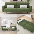 thumbnail image 1 of Convertible Futon Sofa Bed with 2 Pillows, Split Sleep Sofa with Adjustable Backrest, Corduroy Loveseat Sofa with USB Port and Wood Legs, 2 Piece Sofa Chair for Bedroom Living Room Studio, Green, 1 of 9