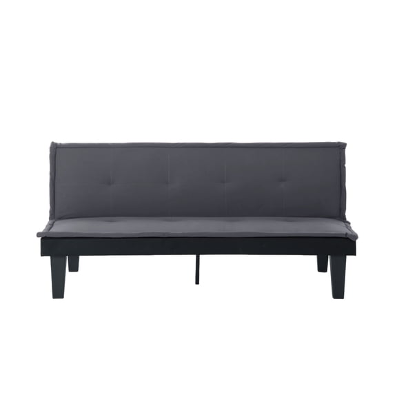 Convertible Futon Sofa Bed, 5 Adjustable Position Faux Suede 2 in 1 Foldable Couch for Small Space Living Room Bedroom (Dark Grey)