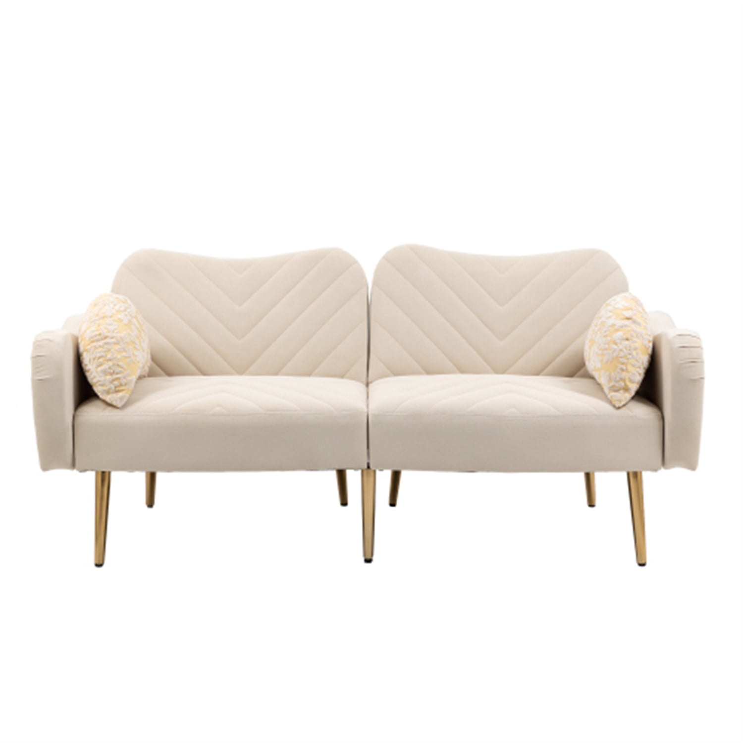 Convertible Futon Sofa Bed 65 Inch Modern Velvet Tufted