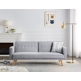 thumbnail image 1 of Convertible Futon Sofa Bed with Pillow, Modern Tufted Linen Upholstered Sleeper Sofa Couch with Adjustable Backrest & Wood Tapered Legs, Folding Loveseat Reclining Sofa, Accent Sofa for Office, Gray, 1 of 7