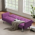 thumbnail image 1 of Convertible Futon Sofa Bed Couch, Folding Sofa Bed with Armrest, Sleeper Sofa Couch with Solid Wood Frame and Metal Legs for Living Room Bedroom Guest Room, Purple, 1 of 7