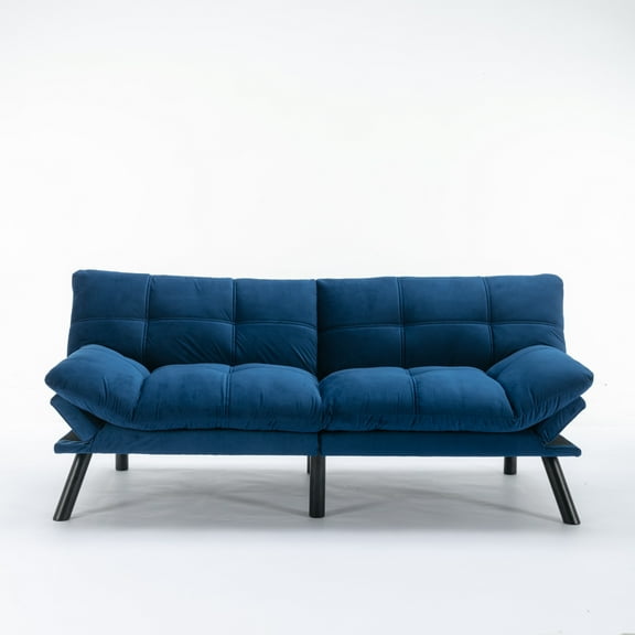 Convertible Futon Sofa Bed, Folding Double Sofa Bed, Loveseat Couch for Living Rooms and Small Spaces, Navy Blue