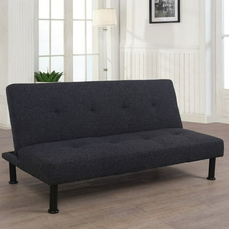 Convertible Futon Sofa Bed Linen Loveseat Adjustable Sleeper Sofa Couch for Living Room Small Apartment,Black