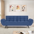 thumbnail image 1 of Convertible Futon Sofa Bed, Linen Sleeper Couch, 75" W Modern 3 Seater Tufted Sofa with Solid Wood Legs and Adjustable Backrests for Small Spaces, Living Room, Bedroom, 1 of 5
