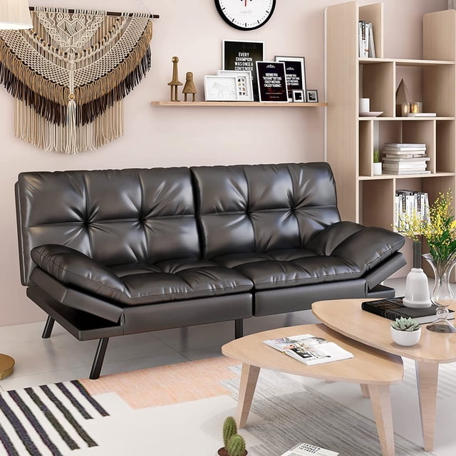 Convertible Futon Sofa Bed for Small Spaces, Modern Sleeper Sofa with ...