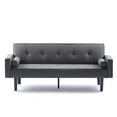 thumbnail image 1 of Convertible Futon Sofa Bed, Velvet Sleeper Sofa Couch with Adjustable Backrest and Round Pillows, Convertible Loveseat Sofa Accent Sofa Chair for Living Room Bedroom Apartment Office, Dark Gray, 1 of 9