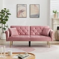 thumbnail image 1 of Convertible Futon Sofa Bed,Velvet Upholstered Nailhead Loveseat Sofa with Two Pillows,Modern Sleeper Couch Bed for Living Room,Bedroom,Pink, 1 of 8