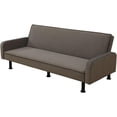 thumbnail image 1 of Convertible Futon Sofa Bed for Small Spaces, 3-Position Backrest, Soft Flannel Upholstery, Armrests, Metal Legs, Tan, 1 of 7