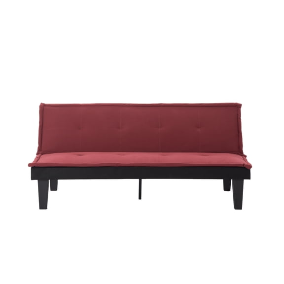 Convertible Futon Sofa Bed for Small Spaces, 5 Position Faux Suede 2 in 1 Foldable Couch Couch for Living Room Bedroom Dark Red