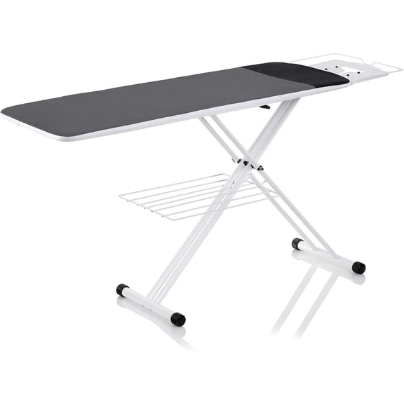 Convertible Ironing Board Table With Heat Resistant Zone, Adjustable Height Heavy Duty Metal Laundry Station For Quilting And Garments, Extra Long Rectangular Clothes Pressing Board, Silver Grey 1 Pi