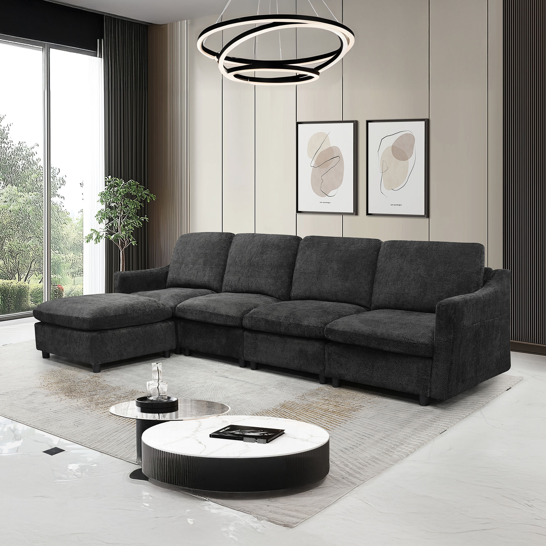 Convertible L-shaped Sofa with Reversible Chaise - Flexible Seating ...