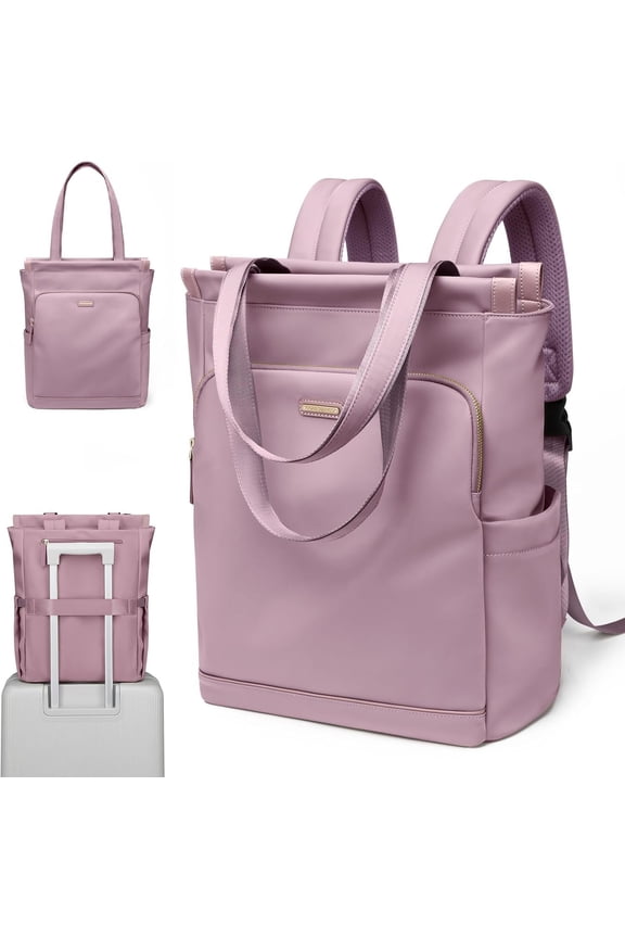 Convertible Laptop Backpack for Women Casual Daypack Notebook Tote Bag for Work College Travel Leisure (Pinkish Purple)