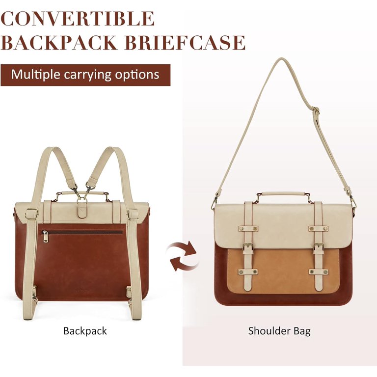 Convertible Laptop Bag for Women Vegan Leather Messenger  display picture 2