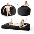thumbnail image 1 of Convertible Large Memory Foam Bean Bag Bed, Boneless Chair & Sofa with Corduroy Cover - Soft  Couch Alternative for Adults, Perfect for Reading, Gaming, Resting in Bedroom/Living Room (Black), 1 of 9