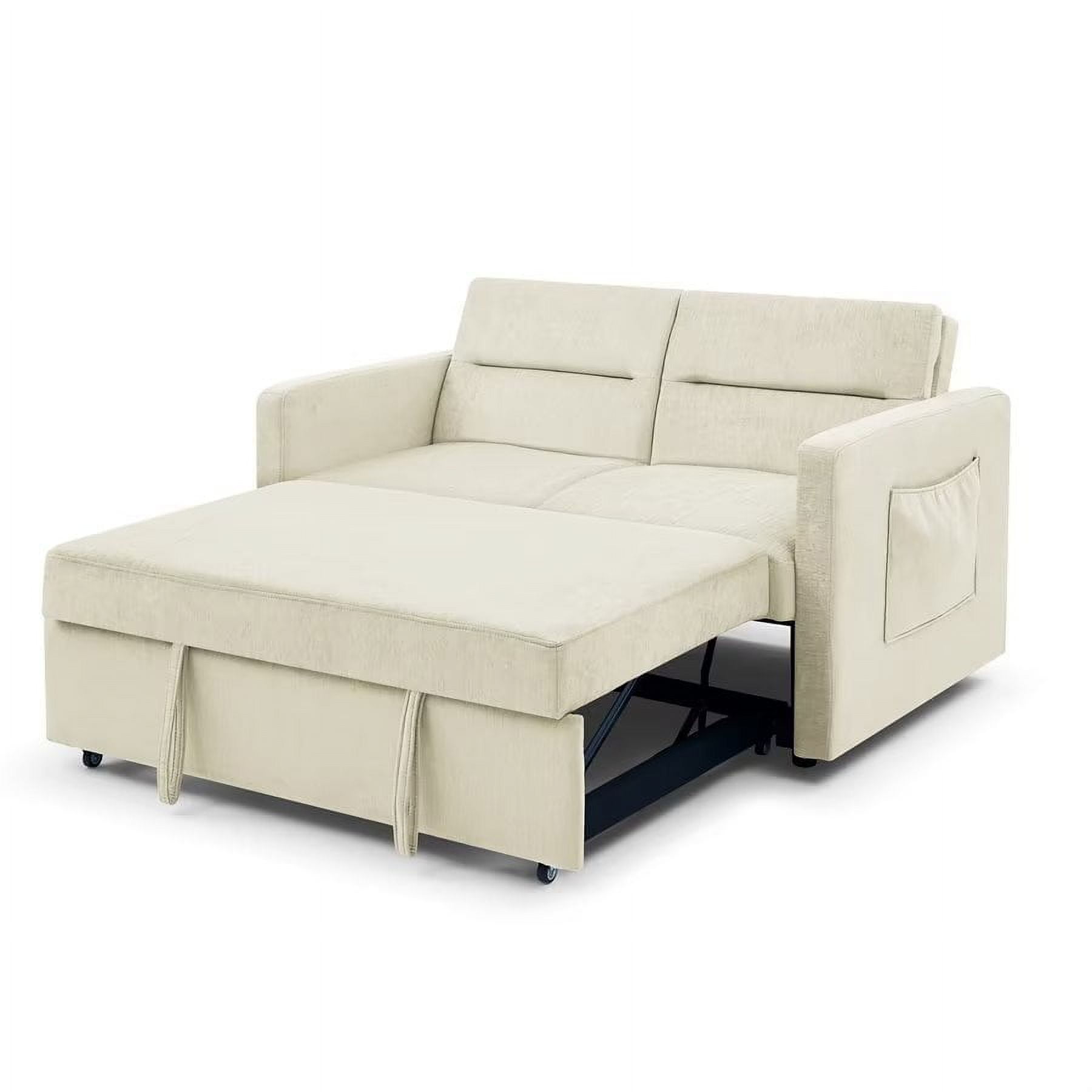 Convertible Loveseat Sofa with Adjustable Backrest, PullOut Couch Bed