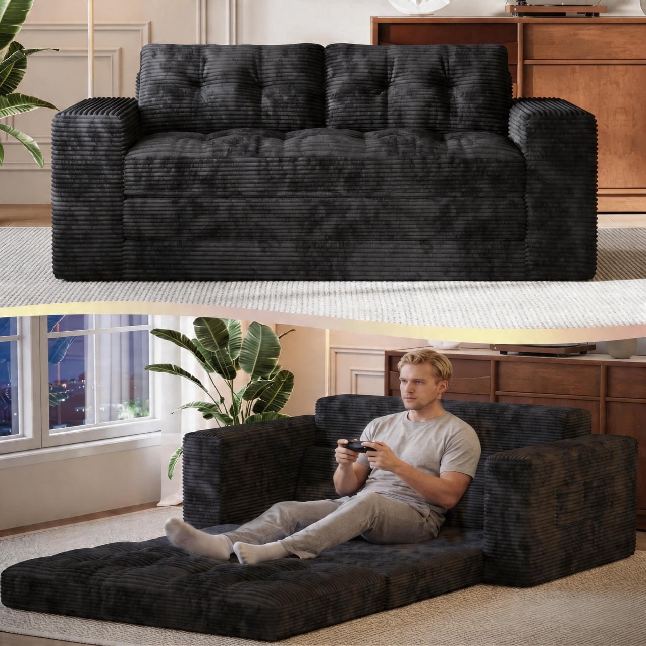 AK　NEIGHBORHOOD FOLDING SOFA. Amazon.com: Jaxx Zipline Kids Sofa & Large Ottoman, 3 in 1 Fold