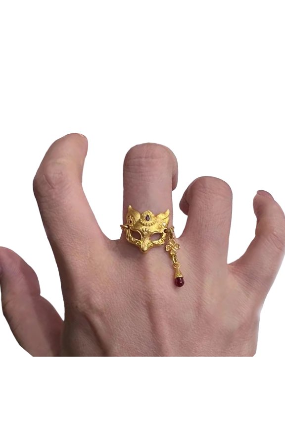 Convertible Mask Pendant Necklace Detachable Charm Rings Fashion Neck Jewelry Accessory