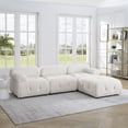 thumbnail image 1 of Convertible Modular Sectional Sofa Couch, Teddy Fabric L-Shaped Sectional Sofa with Reversible Ottoman, Modern 4 Seater Button Tufted Corner Sofa Cloud Couch for Living Room Apartment, Ivory, 1 of 9