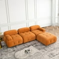 thumbnail image 1 of Convertible Modular Sectional Sofa Couch, Velvet L-Shaped Sectional Sofa with Reversible Ottoman, Modern 4 Seater Button Tufted Corner Sofa Cloud Couch for Living Room Apartment, Orange, 1 of 9