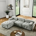thumbnail image 1 of Convertible Modular Sectional Sofa Couch, Velvet L-Shaped Sectional Sofa with Reversible Ottoman, Modern 4 Seater Button Tufted Corner Sofa Cloud Couch for Living Room Apartment, Light Grey, 1 of 9