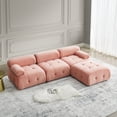thumbnail image 1 of Convertible Modular Sectional Sofa Couch, Velvet L-Shaped Sectional Sofa with Reversible Ottoman, Modern 4 Seater Button Tufted Corner Sofa Cloud Couch for Living Room Apartment, Pink, 1 of 8