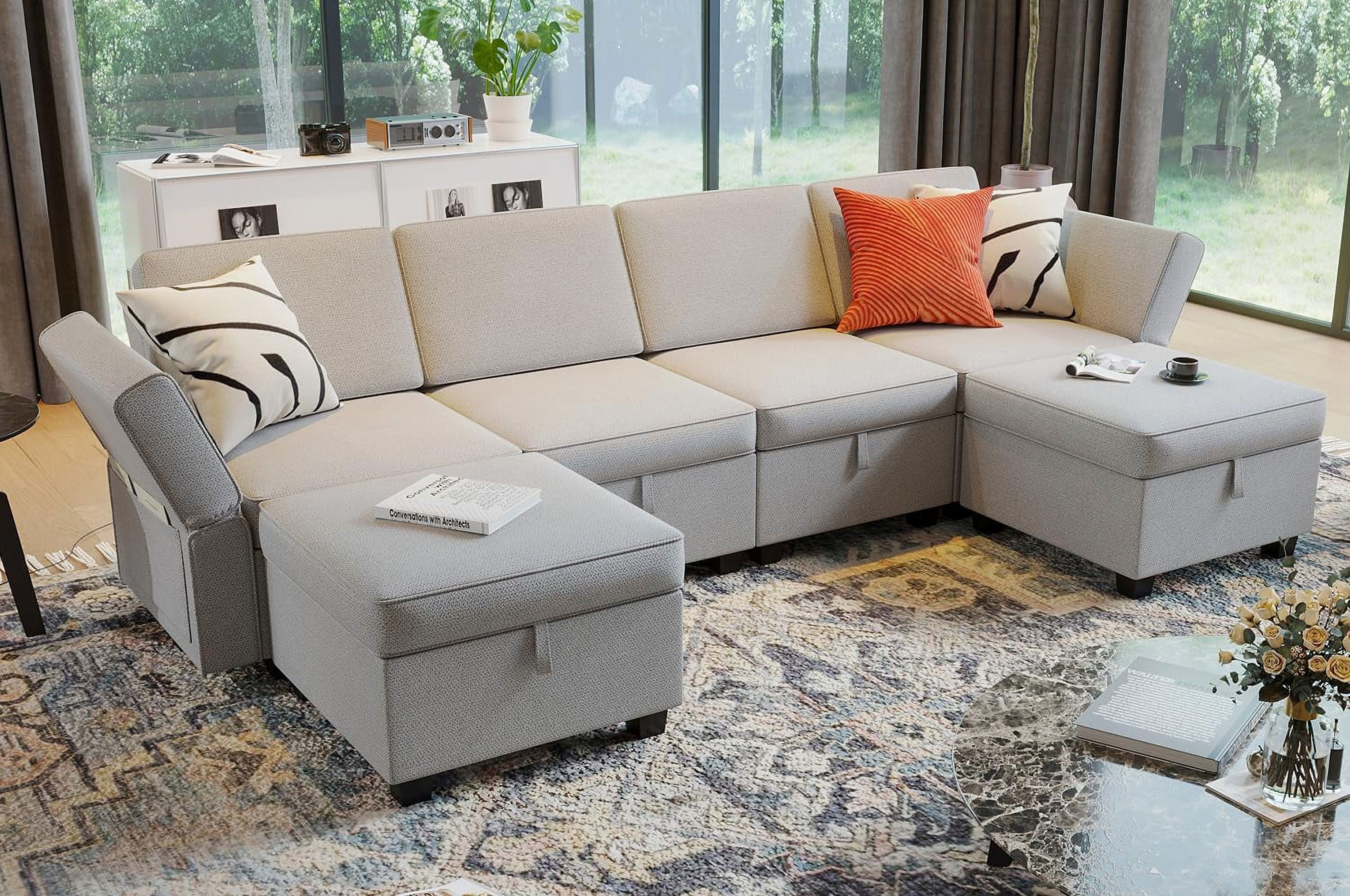 Convertible Modular Sectional Sofa Sleeper Couch U Shaped with