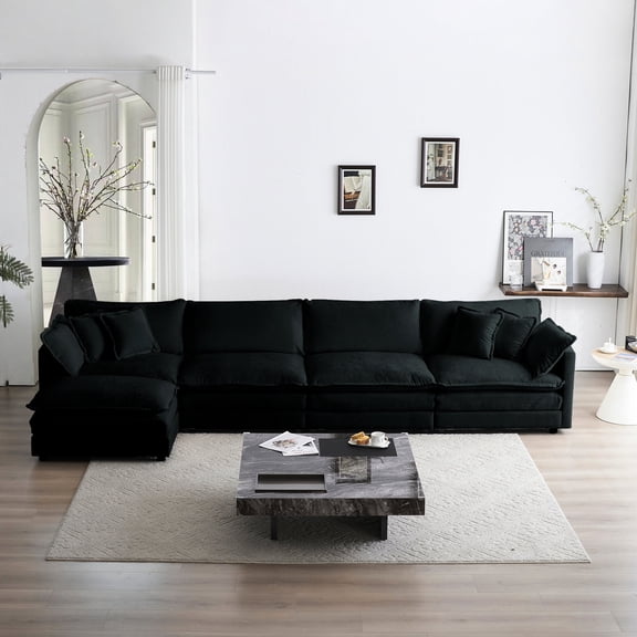 Convertible Modular Sofa for Movie Nights / Stretch Out on Ottomans