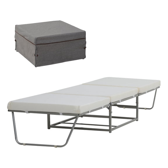 Convertible Ottoman, Guest Sleeper Bed, Gray