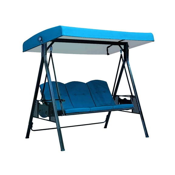 Convertible Outdoor Porch Swing 3 Seat Patio Swing Bed Adjustable Canopy Garden Swing