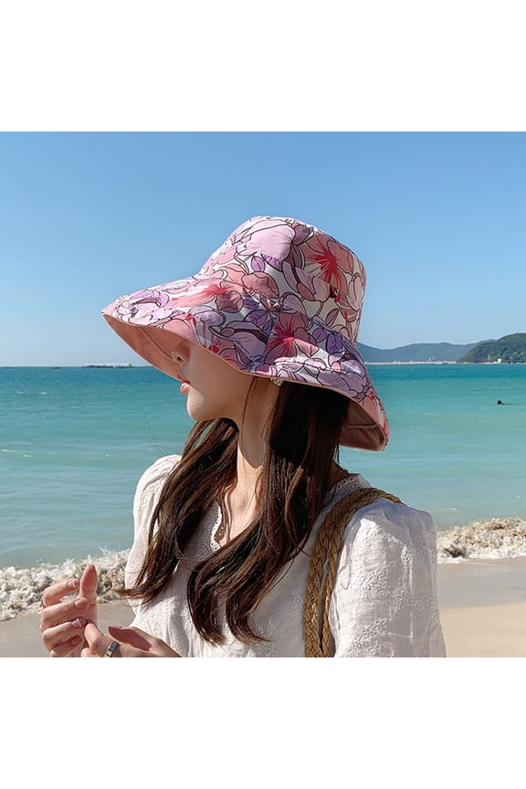 Convertible Outdoor Sun Hat - Upf 50+ Adjustable Design for Hiking/Beach (Women/Men Dual Use) Clearance, Yubnlvae Womens Outdoor Solid Flower Printed Sun Hat , Pink, One Size
