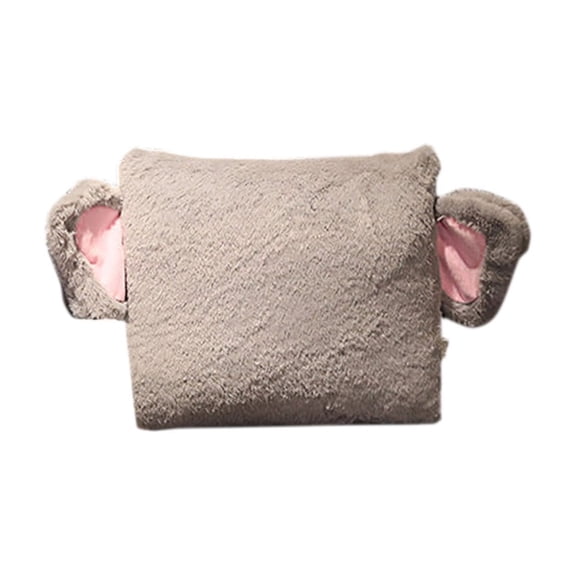 Convertible Pillow Blanket Two-in-One Cushion Throw with Playful Animal Print for Lounge Travel Office Car Support Warm Polyester Multi-Functional Decor