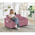 thumbnail image 1 of Convertible Pink Sofa Bed with Cup Holders & USB Ports for Small Spaces, 1 of 10