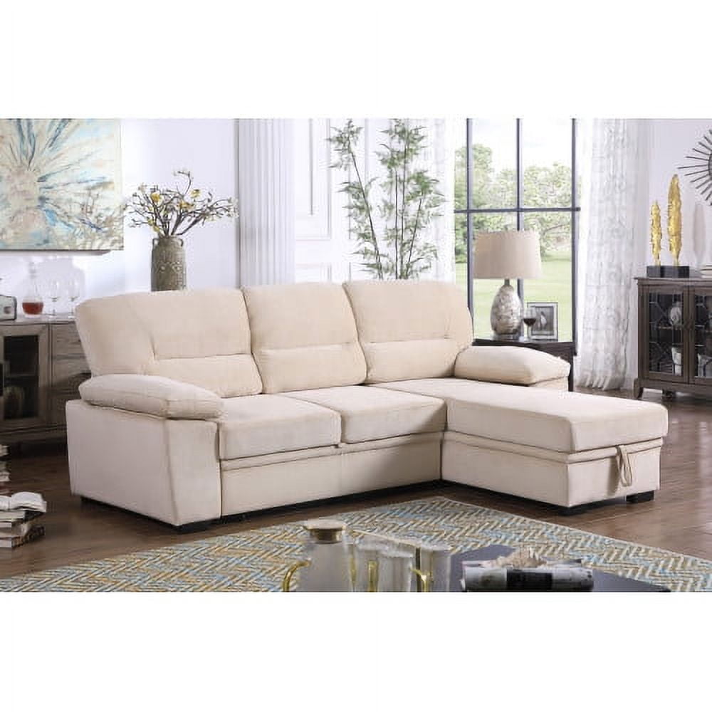 Convertible PullOut Sleeper Sofa Bed, Velvet Reversible Sectional Sofa
