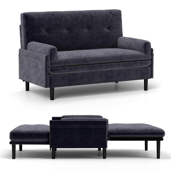 Convertible Qeen Sleeper Sofa Bed Couch, Adjustable Sleeper Chair Pullout Sofa Bed, Removable Armrests, Sofa Bed Chair with Removable Armrests, Grey